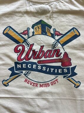 Urban Outfitters Cream Tee with Faded Gray Logo
